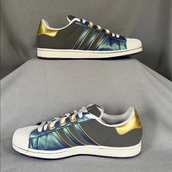 Adidas Superstar Shoes in Purple, White, and Gold - Picture 3 of 9